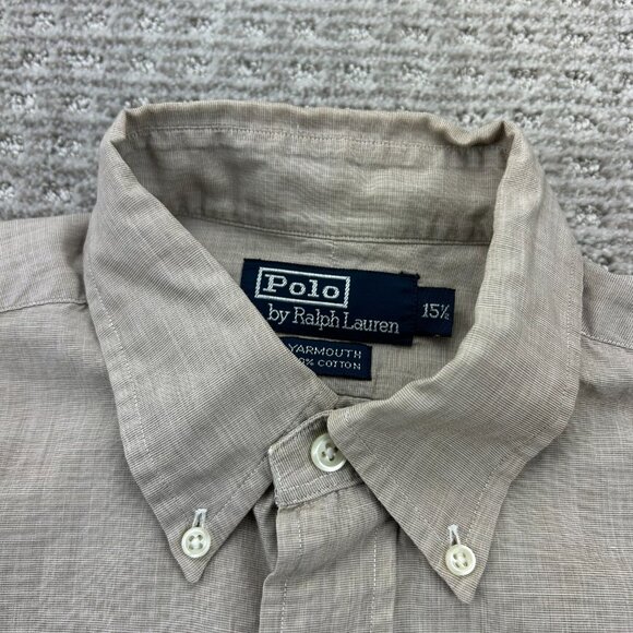 Polo by Ralph Lauren Button Down Shirt Men Size 15.5 Yarmouth Brown Preppy - Picture 3 of 7